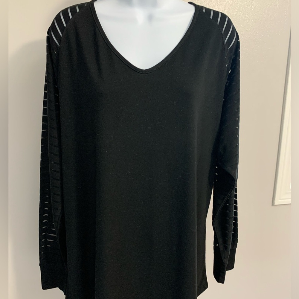 MIHOLL Sheer Striped Sleeve Top